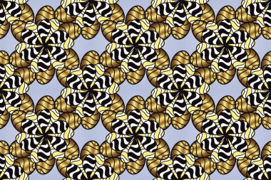Sarı ve siyah renklerde altın element. Altın desenli çiçek dekoru. Doğu tarzı element. Davetiyeler, kartlar, web sayfası için Raster illüstrasyon. Çizgi sanatı tasarım şablonu için sınırsız sınır.