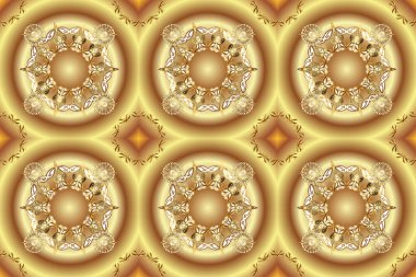Klasik raster sarısı, kusursuz desen. Çiçek süsü kumaş deseni, cam, çiçek desenli metal kahverengi ve bej renkli altın elementler..