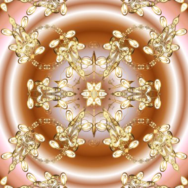 Vektör geometrik arkaplan. Tasarımın için, skeç. Altın renkli illüstrasyon. Tarafsız ve bej renklerde altın desenli altın elementler.