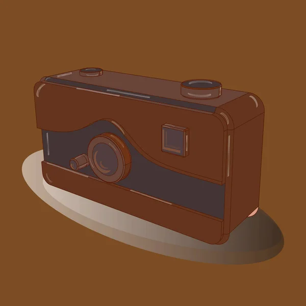 Old Camera Retro Camera Style Colored Background Axonometry Vector — Stock Vector