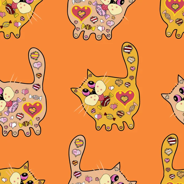 Μπεζ Πορτοκαλί Και Κίτρινο Στα Χρώματα Στυλ Γάτας Αφηρημένο Μοτίβο — Διανυσματικό Αρχείο