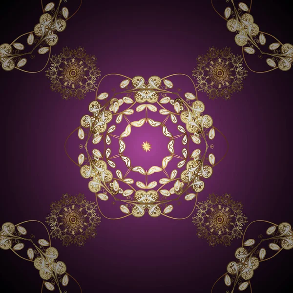 Vector Clásico Patrón Dorado Adorno Oriente Tradicional Patrón Colores Púrpura — Archivo Imágenes Vectoriales