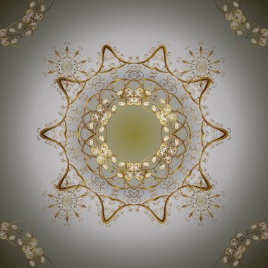 Noel, kar tanesi, yeni yıl. Tarafsız ve gri renklerde altın elementlerle klasik desen.