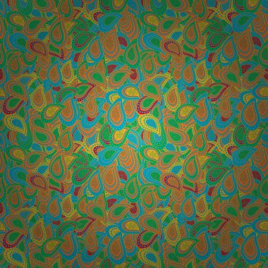 Vektör çizimi. Karalamalar. Turuncu, mavi ve yeşil renklerde. Kartlar, davetiyeler, tarih kartları ve daha fazlası için kullanılabilir. Kusursuz dekoratif arkaplan.