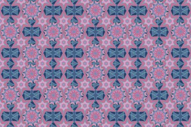 Renkli mandala ile davetiye. Düğün kartı illüstrasyonu için raster deseni. Tarafsız, mavi ve pembe renklerde klasik dekoratif element.