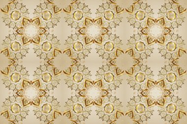 Geleneksel oryantasyon süsü. Kusursuz klasik raster altın desenli. Klasik klasik klasik arka plan. Bej ve nötr renklerde altın elementlerle kusursuz desen.