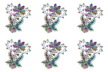 Şirin kumaş deseni. Raster illüstrasyonu. Güzel geçmiş. Soyut karalama kalıpları. Mavi, beyaz ve yeşil renkte. - Stok.