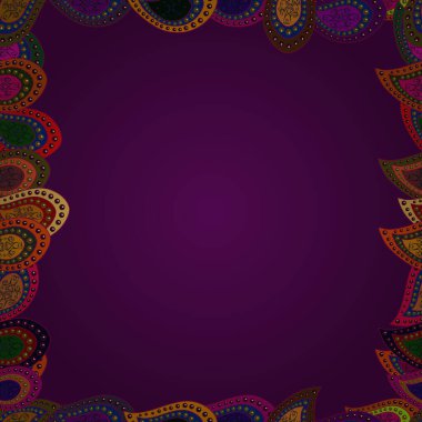 Element şablonu. Vektör çizimi. Kusursuz. Çerçeve karalaması. Mor, mavi ve kahverengi renkli resim.