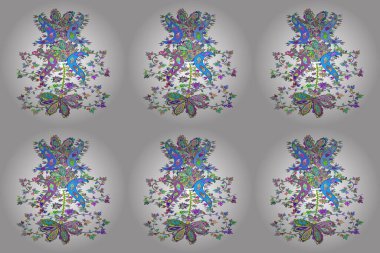 Kusursuz güzel kumaş deseni. Güzel geçmiş. Şirin desenler çiziyor. Raster - stok. Yeşil, mavi ve beyaz renkler.