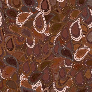 Kahverengi, nötr ve gri renkli Vektör çizimi. Kusursuz desenli. Moda baskısı, hatıra defteri, ambalaj kağıdı, çizim için zarif dekoratif süs..