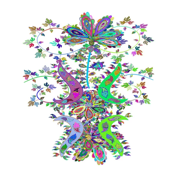 Yumuşak kumaş deseni. Kusursuz soyut ve ilginç bir arkaplan. Vektör. Karalama kalıbı. Yeşil, beyaz ve mavi renkler.