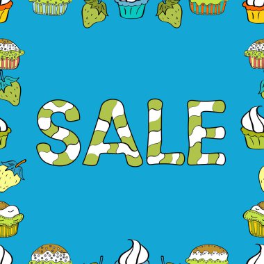 Satış afişi tasarımı, büyük indirim özel teklifi. Yeşil, mavi ve beyaz renkli resim. Kusursuz. Vektör çizimi. Sezon sonu özel teklif afişi.