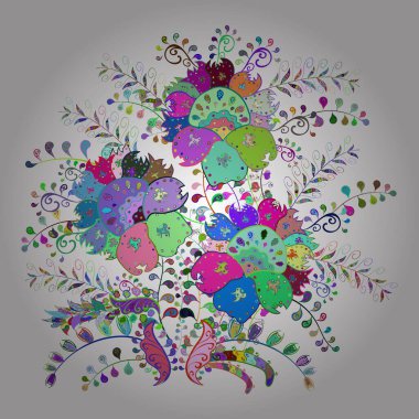 Tony 'nin kumaş kalıbını çiz. Modaya uygun kumaş deseni. Vektör çizimi. Küçük çiçekte sevimli çiçek deseni var..