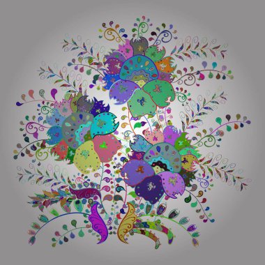 Üzerinde beyaz, yeşil ve mavi renkler olan çiçek desenleri çiz. Suluboya tarzında beyaz, yeşil ve mavi renkte çiçekler.