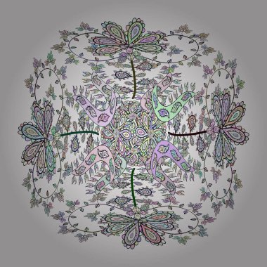 Gri, nötr ve beyaz renkli Vektör çizimi. Moda baskısı, hatıra defteri, ambalaj kağıdı, çizim için zarif dekoratif desenler..