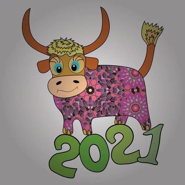 Chiński Nowy Rok 2021 Ilustracja Fantazji Projekt Kolorze Białym Zielonym — Wektor stockowy