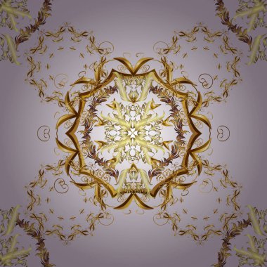 Damask motifi arka planı tekrarlıyor. Barok tarzında altın, nötr ve gri çiçek süsü. Tarafsız ve gri renklerde altın element. Antika altın tekrarlanabilir çizim.