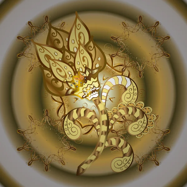 Patrón Sin Costura Flor Abstracta Oro Damasco Colores Beige Amarillo — Vector de stock
