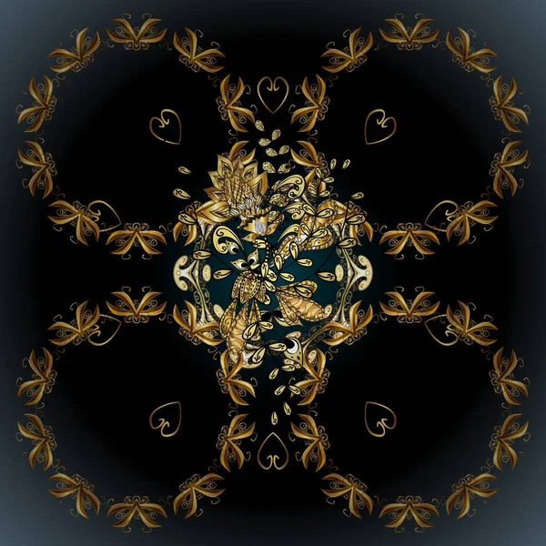 Patrón Vector Dorado Clásico Tradicional Colores Negro Gris Con Elementos — Archivo Imágenes Vectoriales