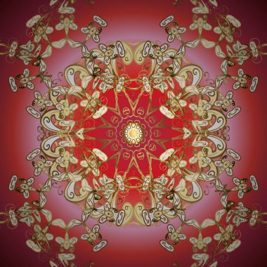 Klasik klasik klasik arka plan. Klasik vektör altın desen. Pembe ve kırmızı renklerde altın elementlerle desen. Geleneksel oryantasyon süsü.