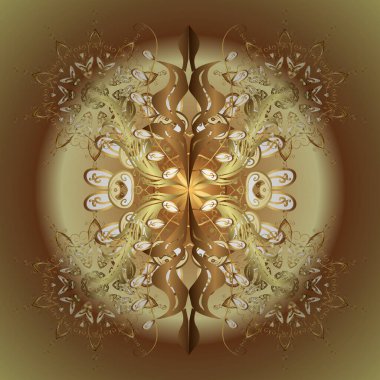 Klasik vektör altın desen. Klasik klasik klasik arka plan. Geleneksel oryantasyon süsü. Kahverengi ve bej renklerde altın elementlerle desen.