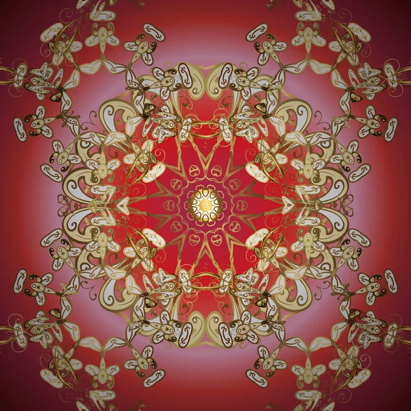Klasik klasik klasik arka plan. Klasik vektör altın desen. Pembe ve kırmızı renklerde altın elementlerle desen. Geleneksel oryantasyon süsü.