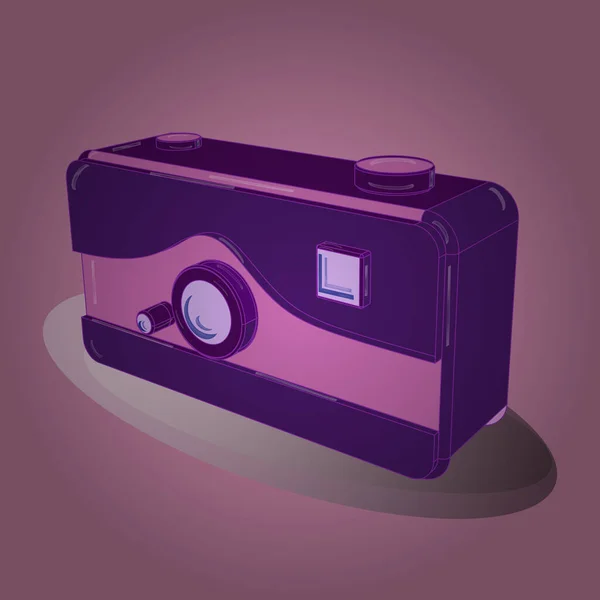 Design Cores Neutras Roxas Rosa Retro Câmera Fotográfica Filme Isolado — Vetor de Stock