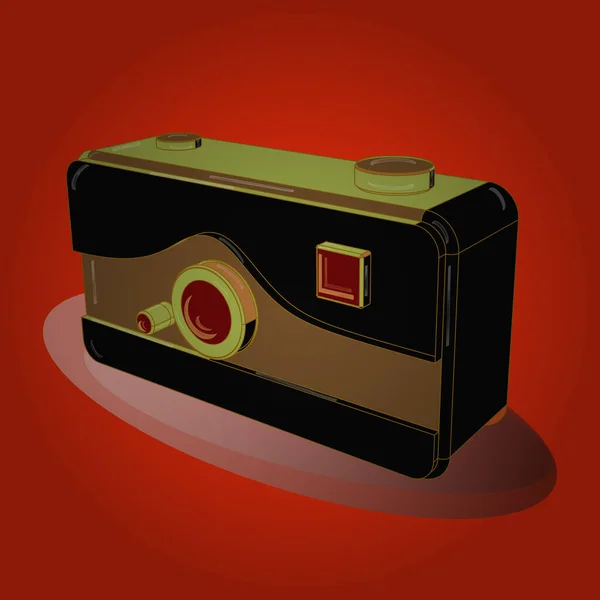 Pocket Digital Camera Draught Red Brown Black Colors Axonometry Vector — Stock Vector