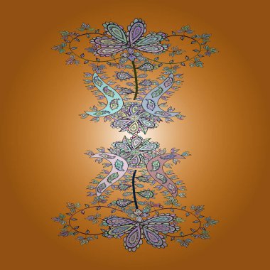 Tasarım. Düz karalamalar. Turuncu, sarı ve renklerde nötr elementler. Kusursuz Yazdır. Güzel kumaş deseni. Vektör illüstrasyonu.