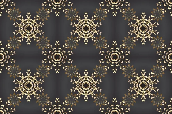 Vintage Baroque Floral Seamless Pattern Gold White Brown Gray Golden — Stock Photo, Image