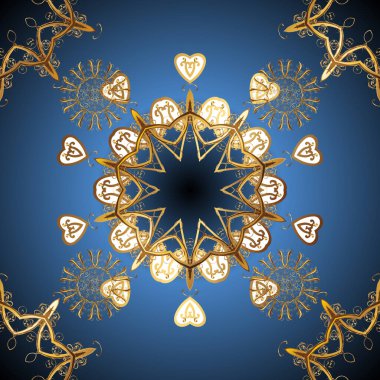 Kusursuz ahşap oyma. Altın kaplamalı mavi ve kahverengi arkaplan. Küçük bir alan derinliği. Lüks mobilyalar. Oyma. Altın elementli mavi ve kahverengi desenler. Klasik mobilya stili