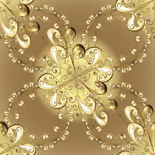 Płynny Złoty Wzór Wektor Złoty Kwiat Ornament Brokatu Tkaniny Wzór — Wektor stockowy