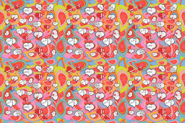 Naadloze Elegante Rastertextuur Met Bloemenelementen Doodles Wit Roze Oranje Kleuren — Stockfoto