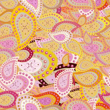 Kusursuz güzel kumaş deseni. Vektör - stok. Şirin desenler çiziyor. Tarafsız, sarı ve pembe renkler. Güzel geçmiş..
