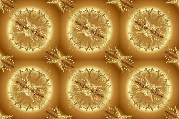 Gouden Patroon Bruine Beige Kleuren Met Gouden Elementen Klassiek Raster — Stockfoto