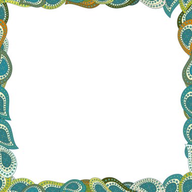 Vektör çizimi. Kusursuz desen. Bej, mavi ve beyaz renkli bir resim. Çerçeveleri dörde katla karala.