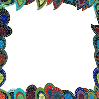 Elle çizilmiş karalama çerçeveleri. Davetiye, broşür, poster simgeleri. Siyah, beyaz ve mavi renkli resim. Vektör. Kusursuz..