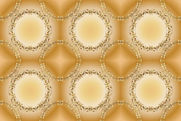 ラスターゴールデンメンディシームレスパターン ベージュ イエロー オレンジ色のパターン ヘナの入れ墨 黄金のステッカー メンディとヨガのデザイン カードやプリントと装飾的な花の要素 — ストック写真