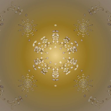 Sarı ve bej renklerde altın elementlerle kusursuz desen. Kusursuz altın desen. Vektör oryantal süsü.