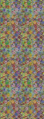 Raster illüstrasyonu. Kusursuz çiçek deseni. Raster illüstrasyonu. Yeşil ve nötr renklerde çiçekler. Asya tekstil tarzında.