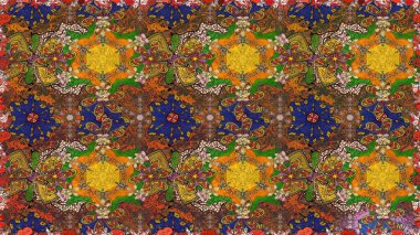 Çiçekli karalama şeklinde Raster çiçek deseni. Kahverengi ve yeşil renkli çiçekler. Yumuşak, yaz çiçekli arka plan.