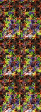 Renkli Bahar Teması eskiz kalıbı. Raster Şirin kumaş deseni. Eskiz klasiği. Düz Çiçek Elementleri Tasarımı.