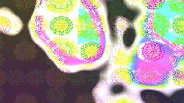 Raster illüstrasyonundaki çiçek desenli çizim. Kahverengi ve nötr renkte çiçekler.