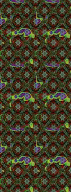 Raster deseni. Bahar çiçekleri dallı desen, yeşil ve gri renkler çiçekli siluet.