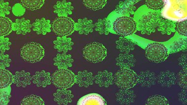 Çiçekli karalama şeklinde Raster çiçek deseni. Yeşil ve kahverengi renkli çiçekler. Yumuşak, yaz çiçekli arka plan.