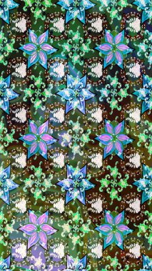 Renkli Bahar Teması eskiz kalıbı. Raster illüstrasyonundaki çiçek desenli çizim. Düz Çiçek Elementleri Tasarımı. Güzel kumaş deseni.