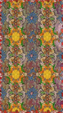 Raster düz çiçek çizim deseni. Hediye ambalaj kağıdı, tebrik kartları, posterler ve pankart tasarımı. Kahverengi renkte çiçekler.