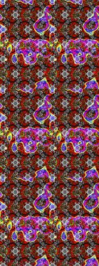 Raster illüstrasyonu. Renkli süs kenarı. Çizim kalıbı. Çiçek duvar kağıdı. Gri ve kahverengi renklerde. Hint süsü..