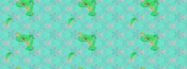 Mavi ve yeşil renkli çiçekler. Düz Çiçek Elementleri Tasarımı. Renkli Yaz Temalı eskiz kalıbı. Raster illüstrasyonunda çiçek deseni çizimi.