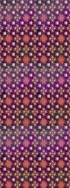 Renkli Bahar Teması eskiz kalıbı. Raster illüstrasyonundaki çiçek desenli çizim. Düz Çiçek Elementleri Tasarımı. Mor renkte çiçekler.